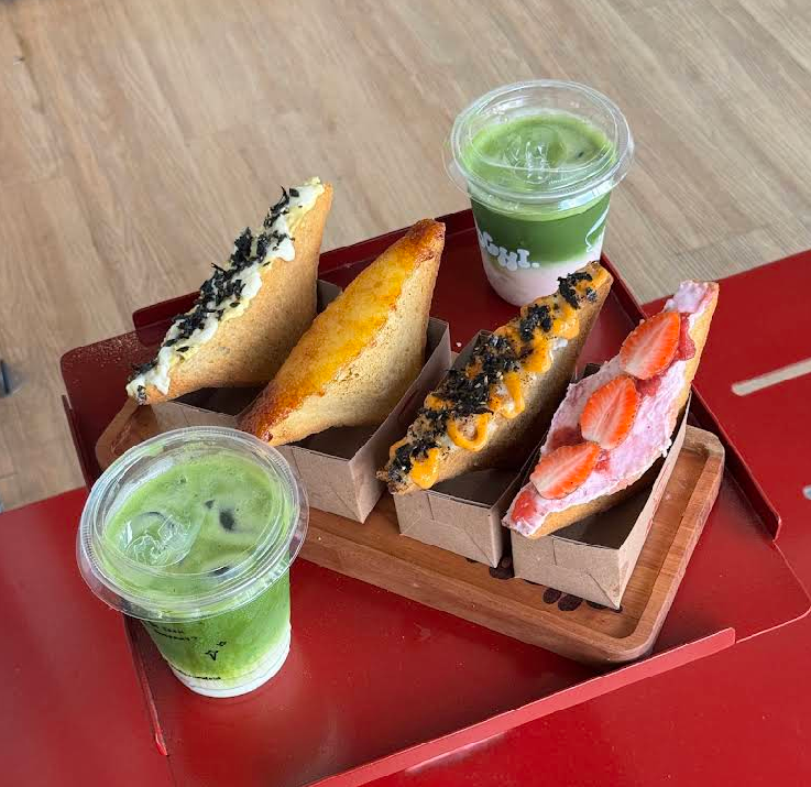 Pochi cafe Instagram post — matcha and Japanese sandos in Bali