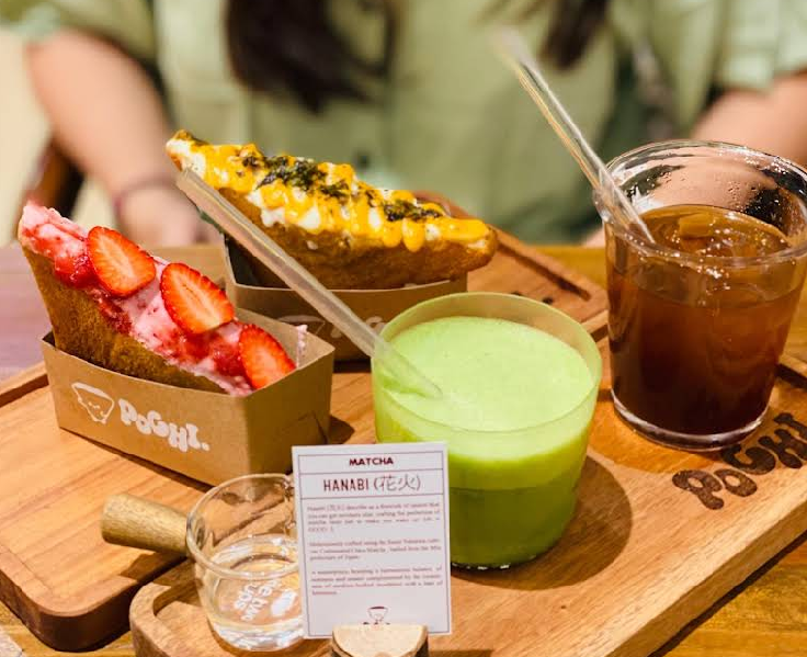 Pochi cafe Instagram post — matcha and Japanese sandos in Bali