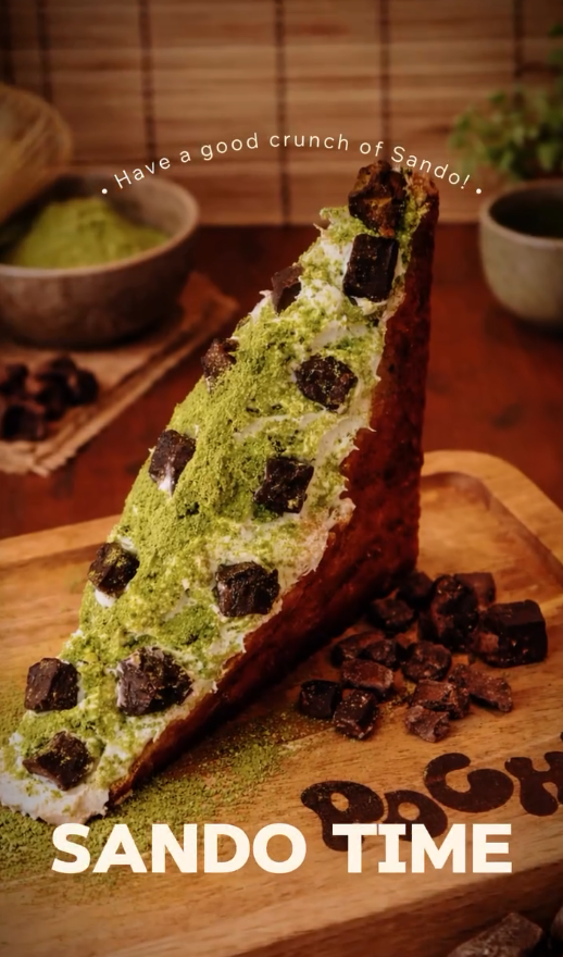 Pochi cafe Instagram post — matcha and Japanese sandos in Bali
